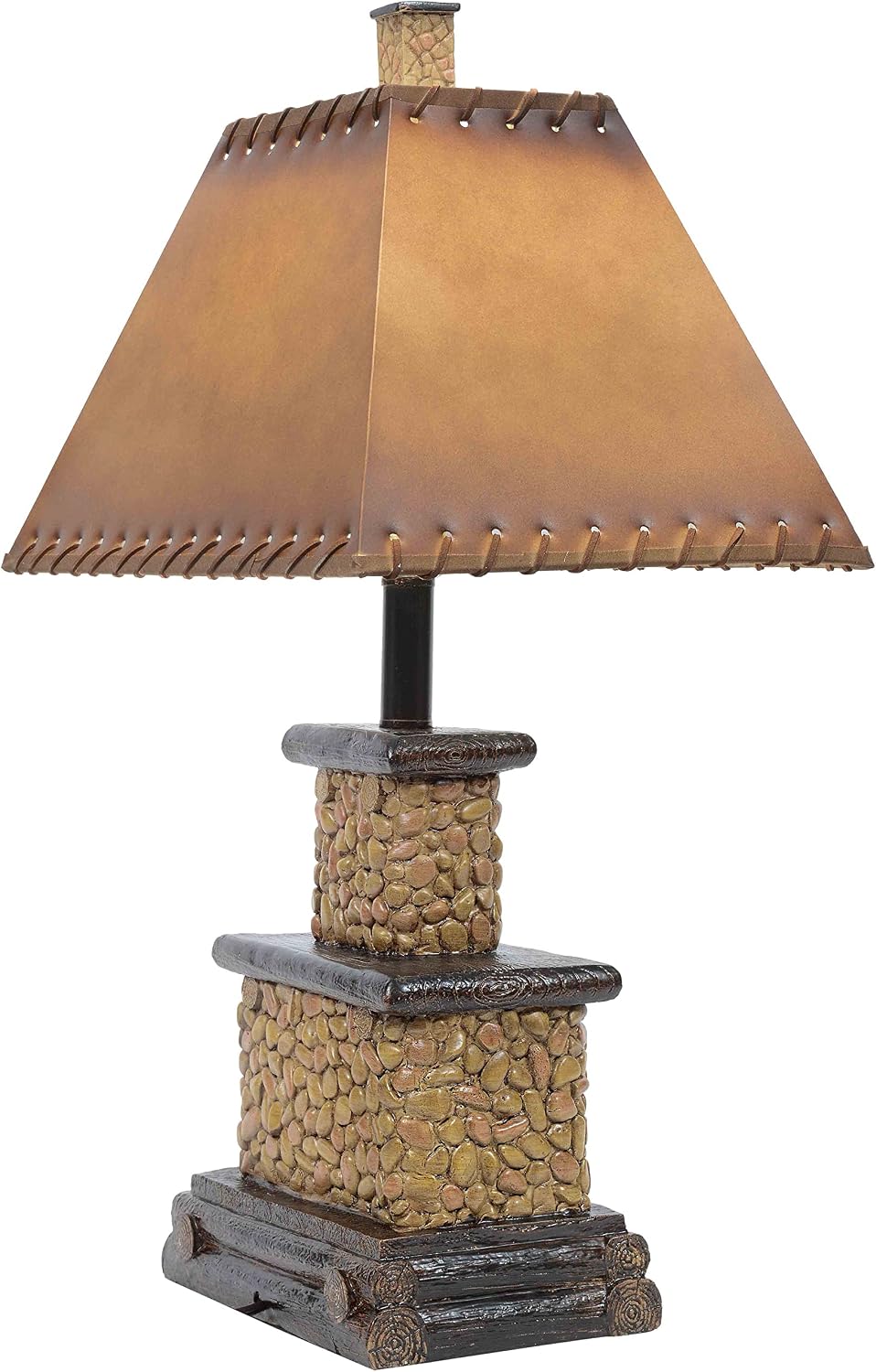 BLACK FOREST DECOR - Stone Fireplace Lamp - Rustic Cabin Lighting for Living Room or Bedroom - 15' W x 7' D x 25' H