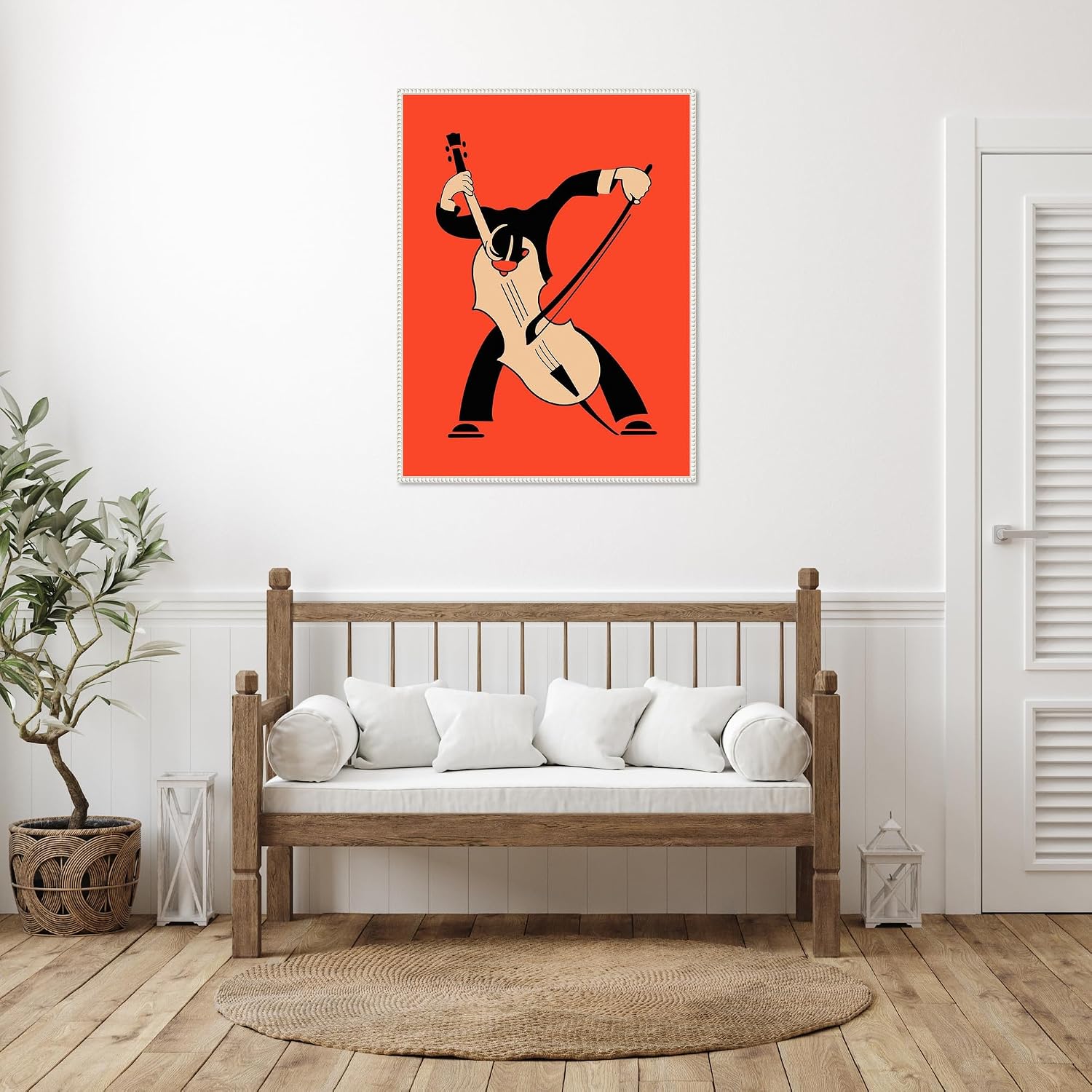 Amanti Art Framed Canvas Wall Art 42x32 The Cello by Mark Rogan, Framed Wall Art Canvas, Music Artwork, Traditional Decor, Oversize Poster Painting for Living Room, Bedroom, Bathroom, Kitchen, Office