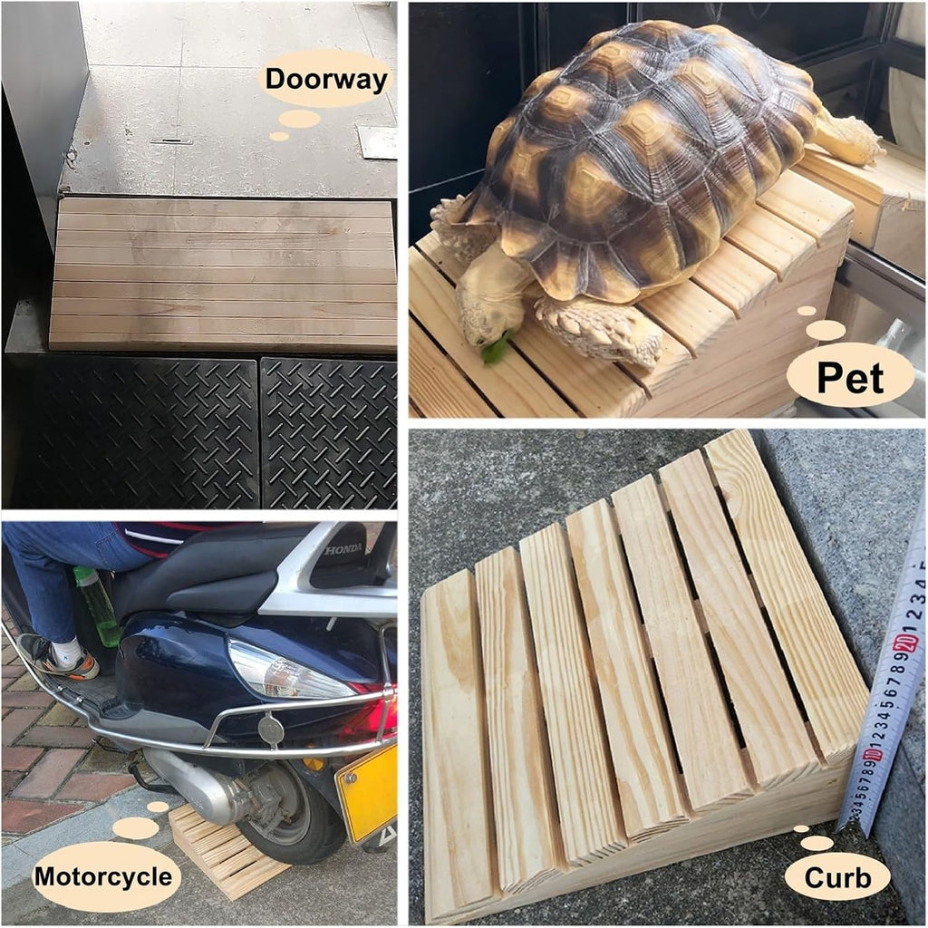 Portable Threshold Ramp 7inch Tall Wooden Threshold Ramps for Doorways, Portable Anti-Slip Curb Slope for Pets/Kids/Elderly/Disabled, Load - 270kg(60x45x18cm/23.6x17.7x7in)