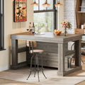 Tribesigns Bar Table, 55-Inch Counter Height Pub Table with Storage Shelves, High Top Kitchen Dining Table, Rectangle Wood Home Bar Unit for Dining Room, Bistro, Grey