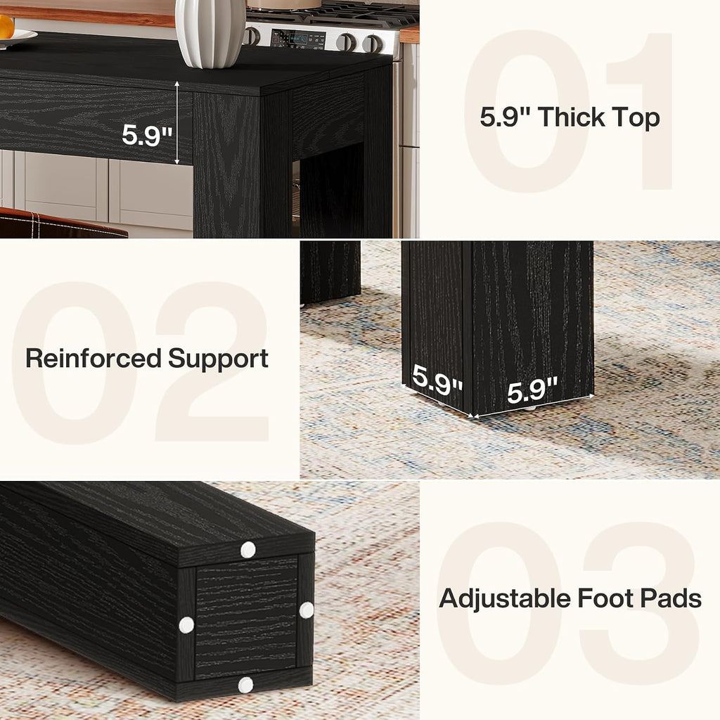 Tribesigns 63' Long Bar Table, Wooden Counter Height Table with 4 Legs, Rectangular Pub Table for Kitchen, Home Bar & Living Room, Rustic Brown (Black)