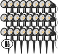 REEGOLD Low Voltage Landscape Lights Outdoor: 7W 700LM LED Landscape Lighting with Connectors for Tree Garden Yard Pathway | 12V 24V Warm White 2700K Spotlights | IP65 Waterproof | 24 Pack