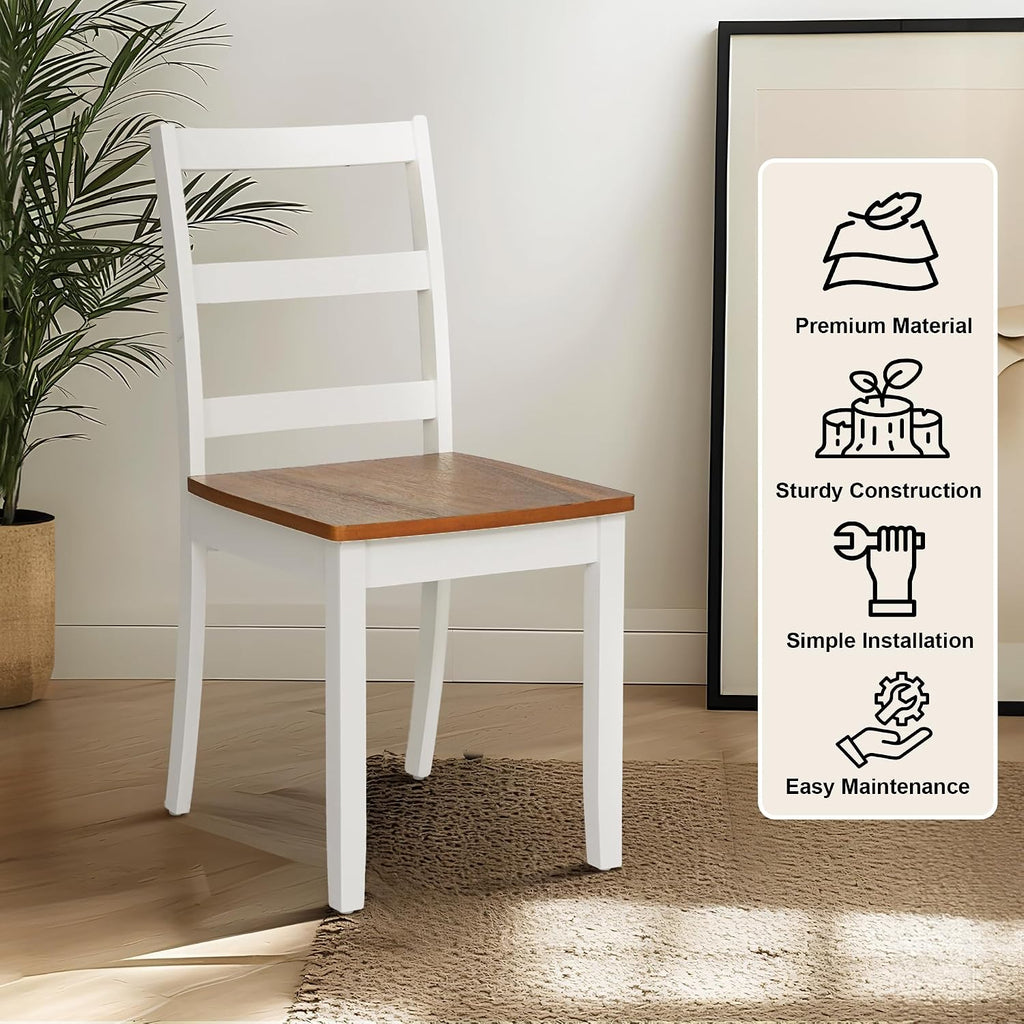 Comfy to go Wooden Dining Room Chairs Set of 2, Mid-Century Modern Farmhouse Kitchen Chair, Cutout High Back Side Chairs, Armless Decorative Chair for Living Room Bedroom Dining Room, White
