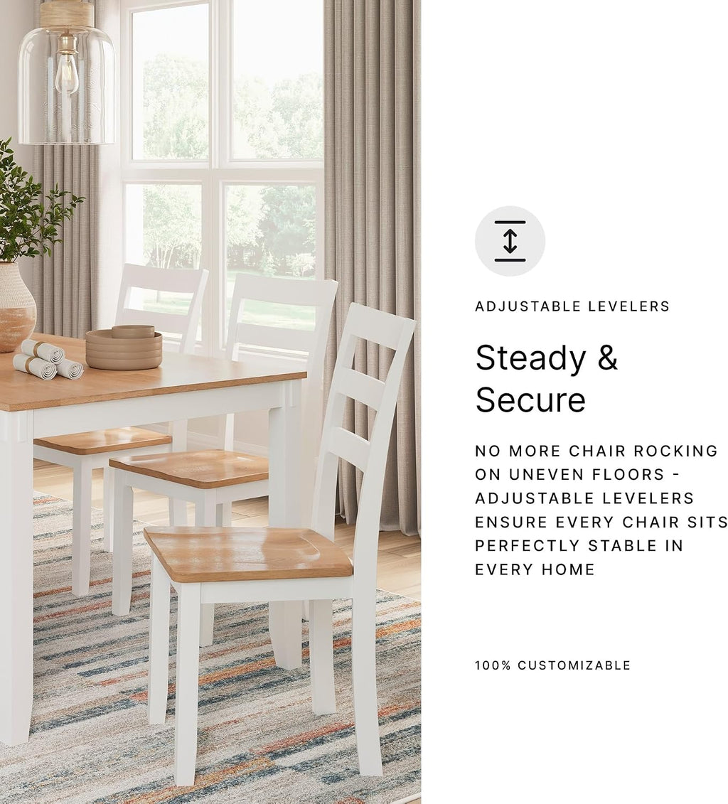 Signature Design by Ashley Gesthaven Casual Modern Dining Room Table Set with 4 Chairs and Bench, Set of 6, Mango Wood, 30.25' Table Height, White & Light Brown