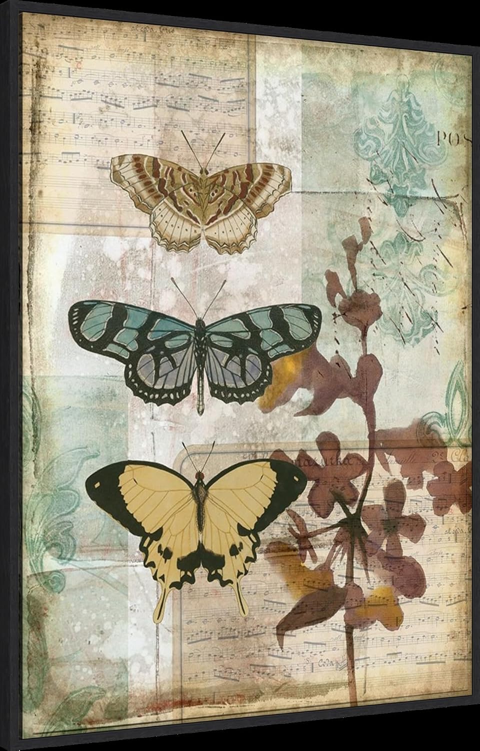Amanti Art Framed Canvas Wall Art 42x32 Music Box Butterflies I by Jennifer Goldberger, Framed Wall Art Canvas, Animals Artwork, Modern Decor, Oversize Poster Painting for Living Room, Bedroom,