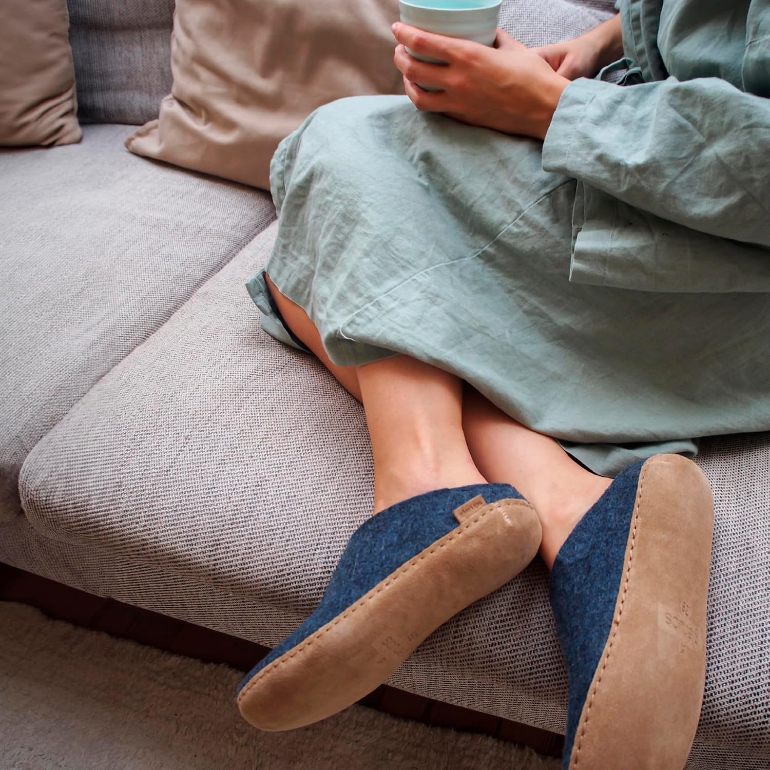 Glerups 100% quality wool mix Slipper with leather sole - Unisex Slip-on