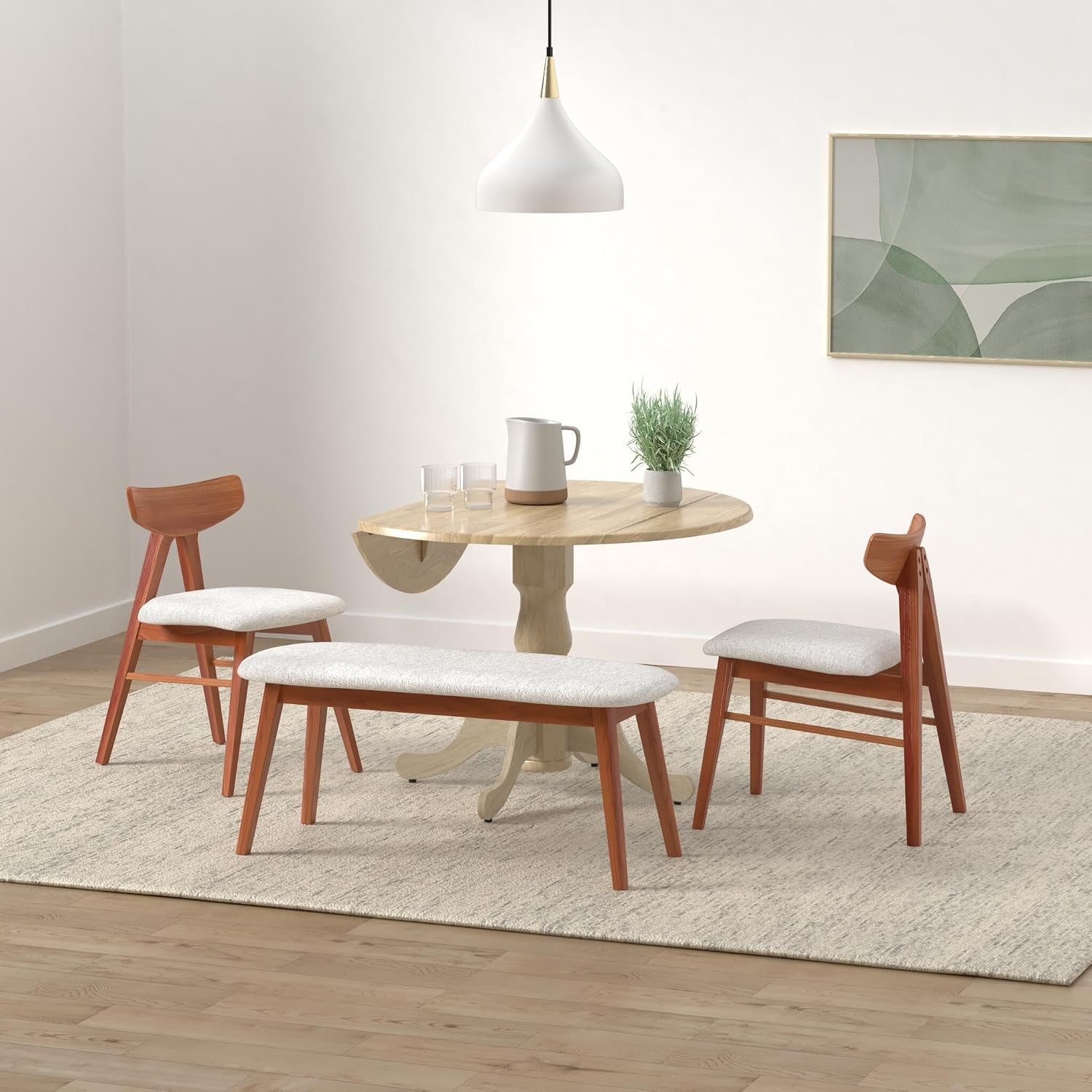 IC International Concepts, 42' Round Dual Drop Leaf Pedestal Dining Table, Solid Real Wood, Sturdy Parawood, Natural