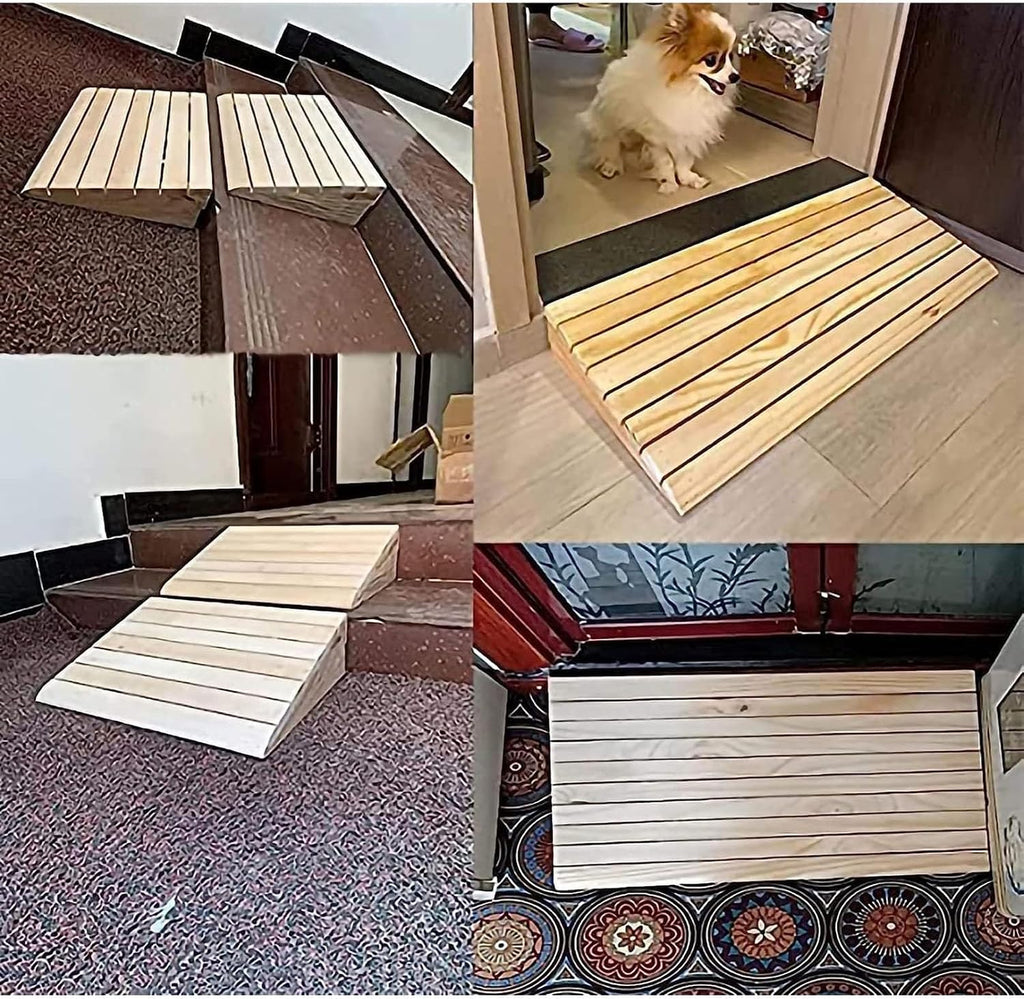 SHYP Wheelchair Ramp Portable Non-Skid Wooden Threshold Ramp Wheel Chair Ramp for Home Steps Access Entry Doorways, 2-6 inch Rise (Size : 13.3x11.8x5.1in/33.8x30x13cm)