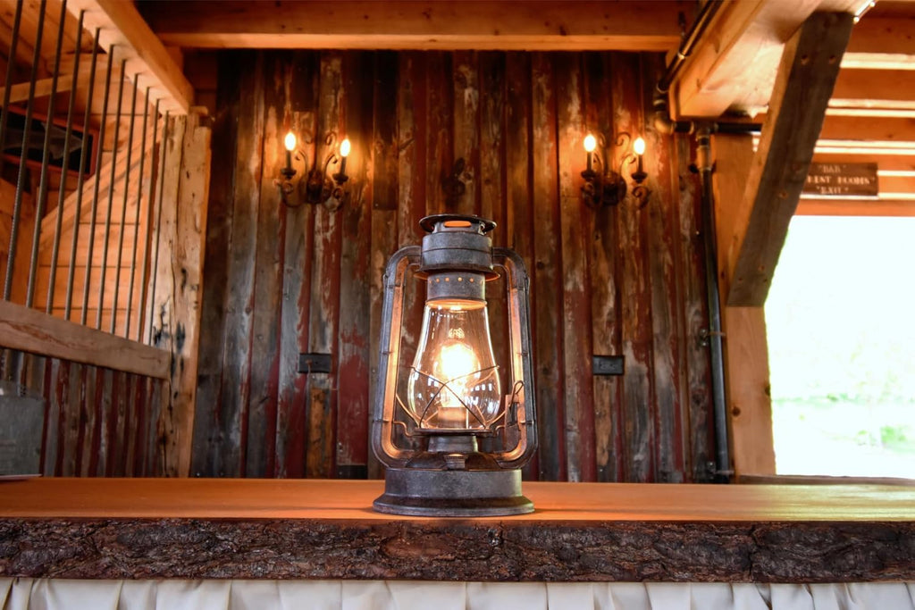Electric Lantern Table lamp with dimmer with Hand Finished Rust Patina