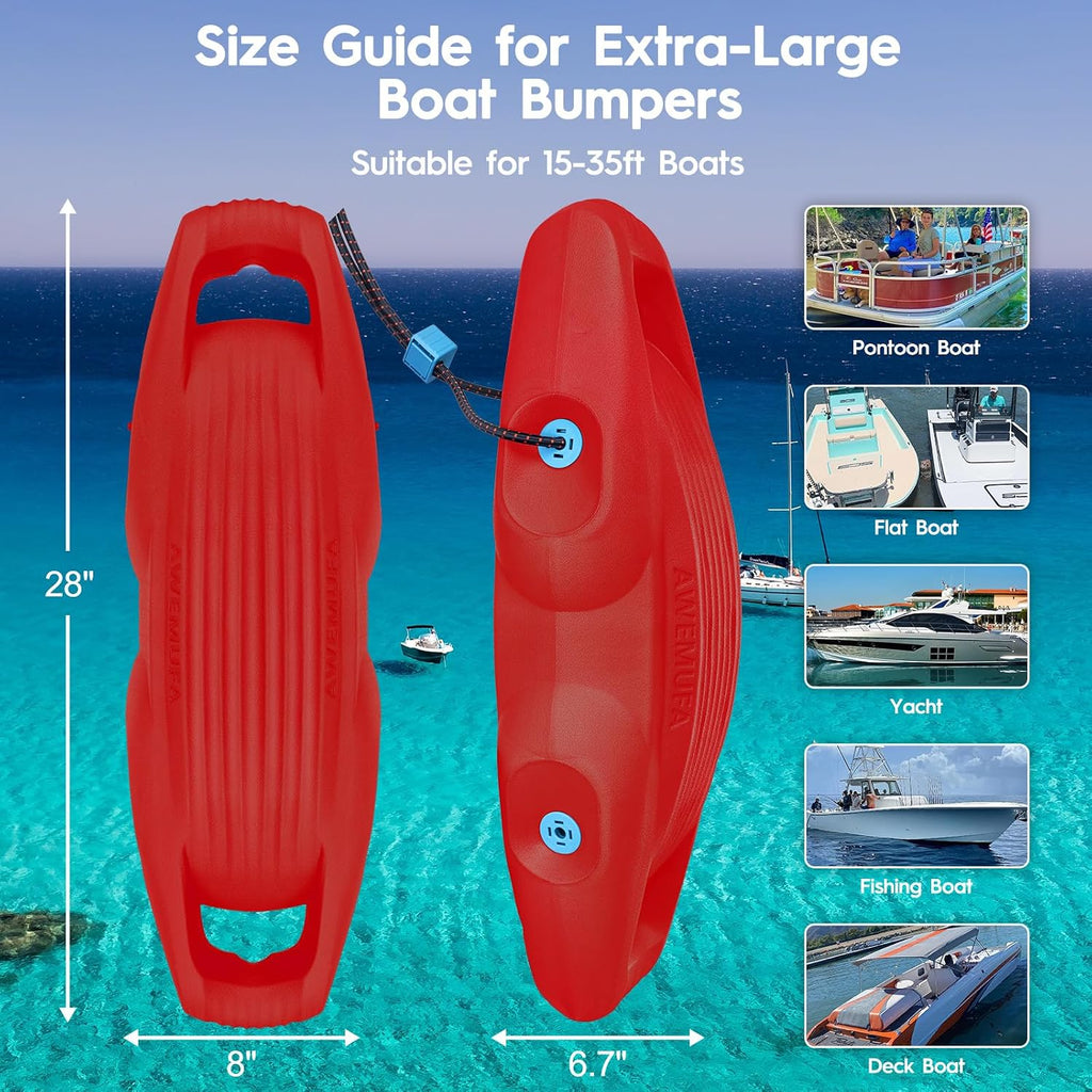 AWEMUFA Boat Fenders Easy to Install Bumper for Docking Ideal Fender for Pontoon, Bass, Jet Ski and Fishing Boats