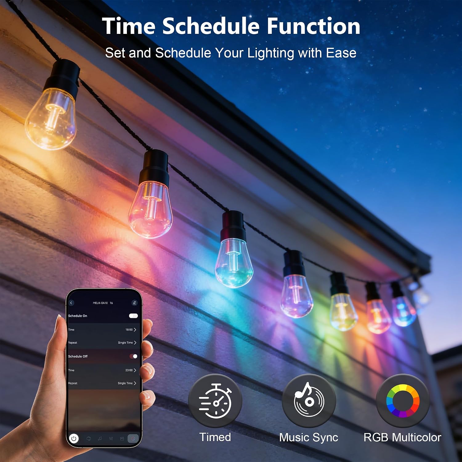 Beizelte Outdoor String Lights, 400FT RGB+IC Outside Light Dimmable Shatterproof LED Bulbs, IP67 Waterproof Chasing Effect Lighting DreamColor Patio Strip Lights for Backyard, Balcony, Outdoor Living