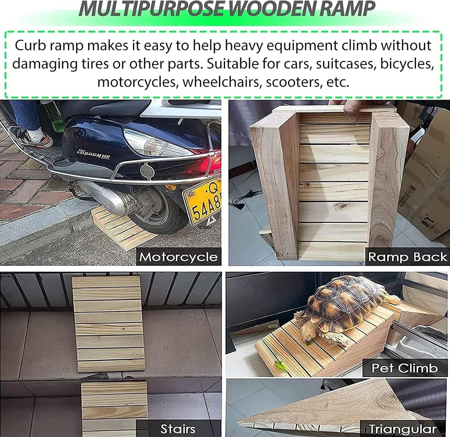 Threshold Ramp Wheelchair Ramp Non-Slip Wooden Threshold Ramp Home Steps Scooter Ramp Portable Stair Garage Kerb Ramps Roadside Slope Anti-Slip (Size : 40x70x10cm)