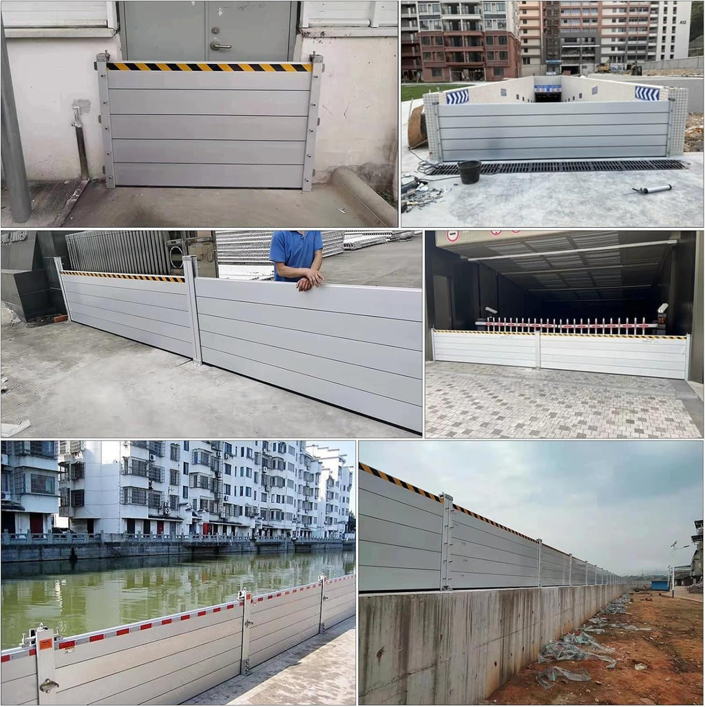 100cm Tall Yard Gate Flood Defense Barrier, Outside Anti-Flood Fence Detachable Unit Module Design, Reusable Flood Control Barrier for Doorway Entrance, Aluminum Flood Prevention Board(Color:W-2.7ft/8