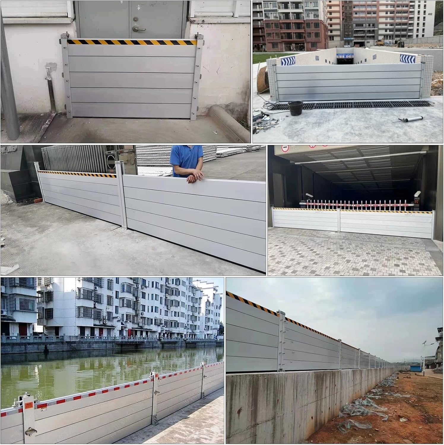 100cm Tall Yard Gate Flood Defense Barrier, Outside Anti-Flood Fence Detachable Unit Module Design, Reusable Flood Control Barrier for Doorway Entrance, Aluminum Flood Prevention Board(Color:W-2.7ft/8