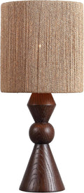 JONATHAN Y 23.5' Dark Brown Wood Finish Rustic Table Lamp for Living Room Bedroom with Brown Paper Rope Shade, Modern Farmhouse Resin Nightstand Lamp, LED Bulb Included (JYL9202B)