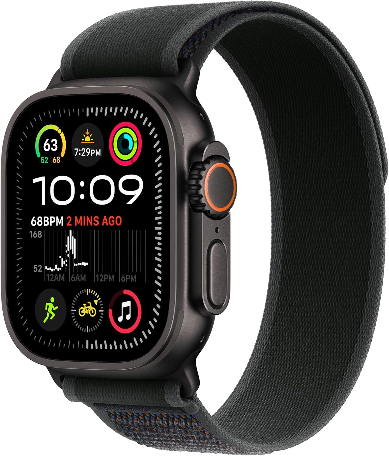 Apple Watch Band - Trail Loop (49mm) - Black with Black Titanium Finish - M/L