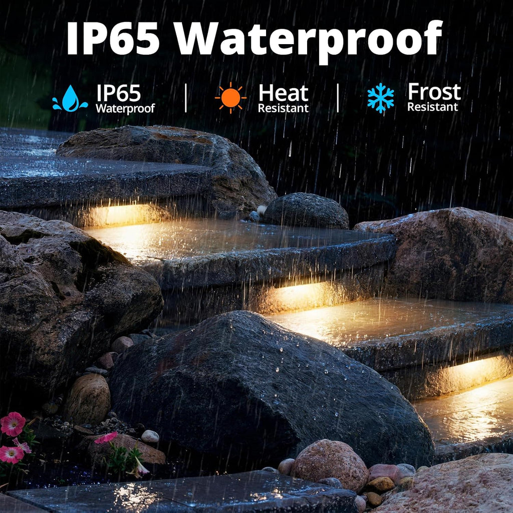 GKOLED 20 Pack 6.8 Inches LED Hardscape Lights, Low Voltage Retaining Wall Light Waterproof, 12V AC/DC Landscape Lighting, 1.5W 2700K, Classic Step Lights Outdoor, Die-cast Aluminum Housing