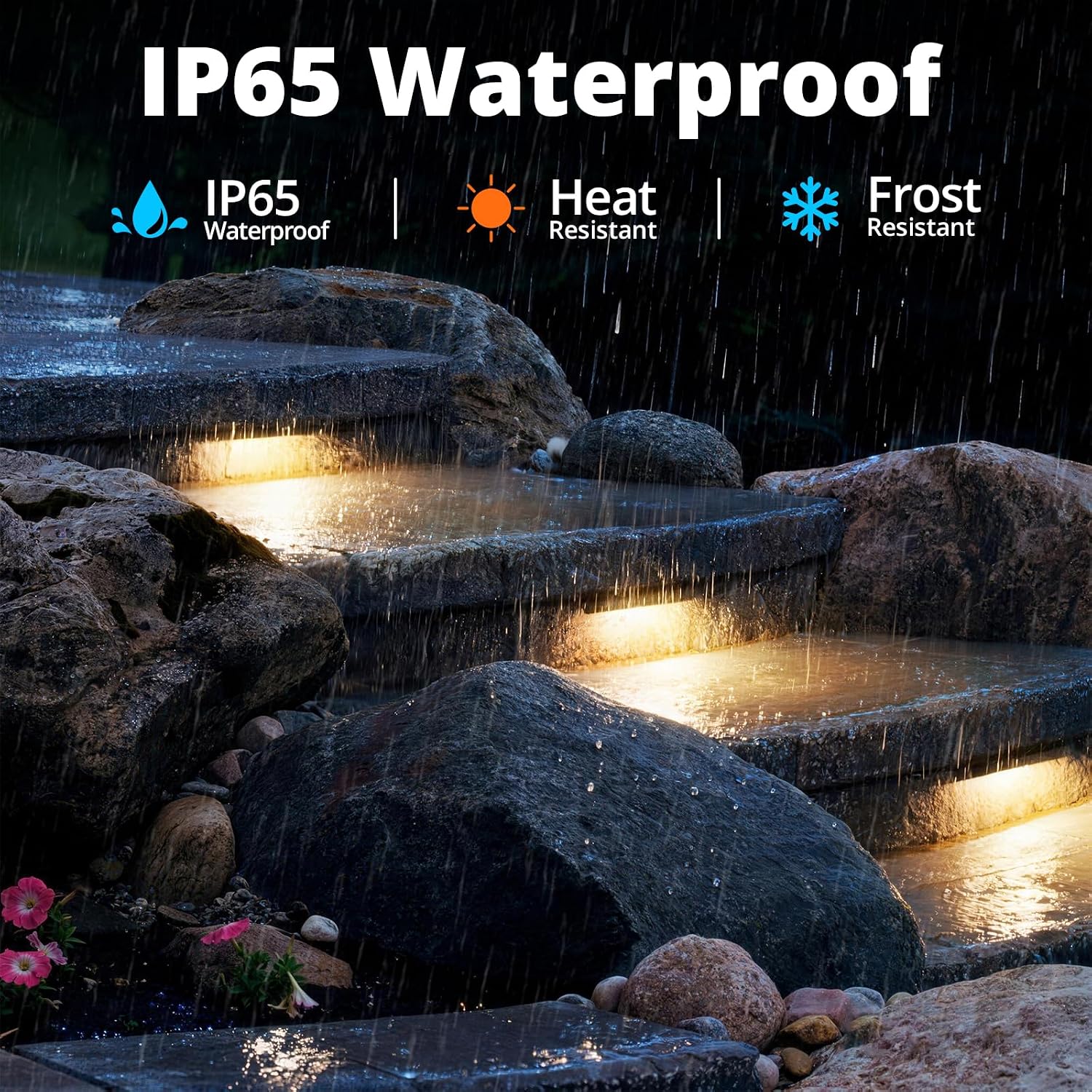GKOLED 20 Pack 6.8 Inches LED Hardscape Lights, Low Voltage Retaining Wall Light Waterproof, 12V AC/DC Landscape Lighting, 1.5W 2700K, Classic Step Lights Outdoor, Die-cast Aluminum Housing