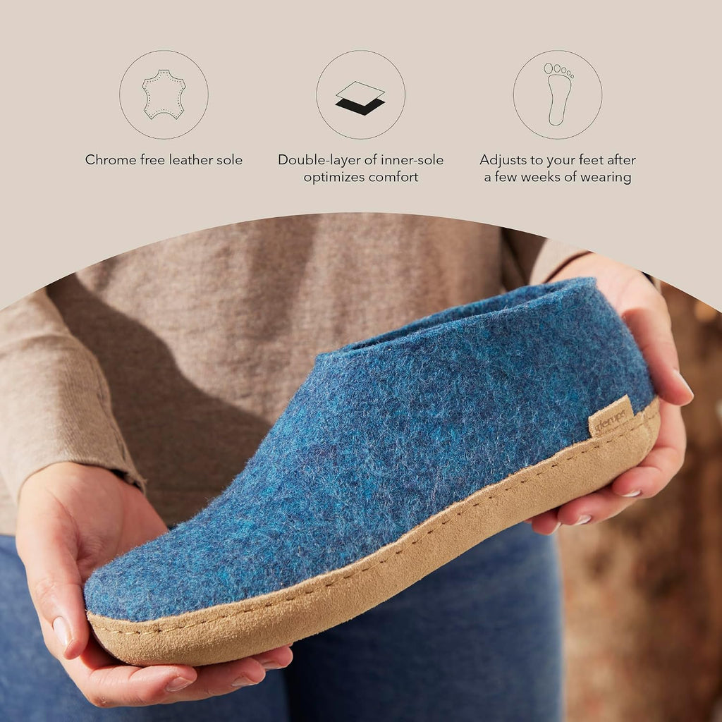 Glerups 100% quality wool mix Shoe Slipper with leather sole - Unisex