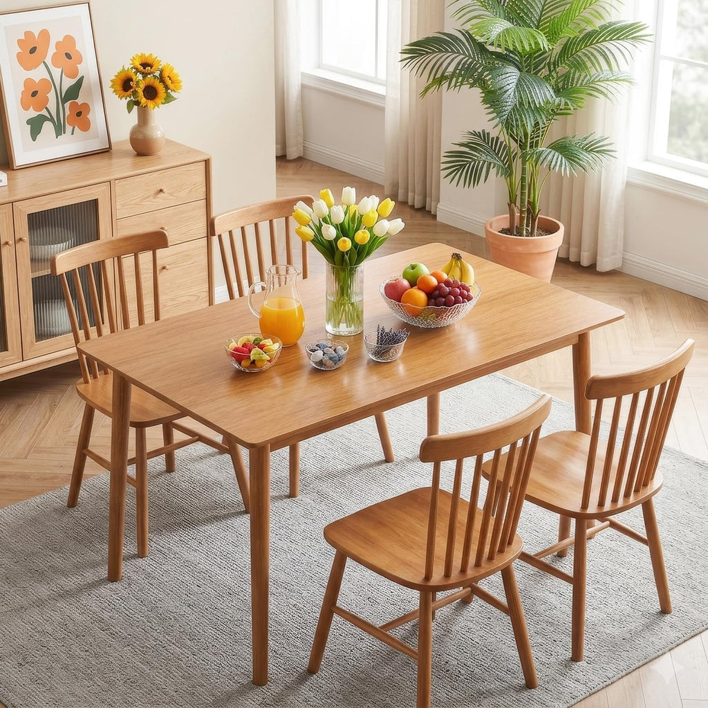 FDW 47 Inches Dining Table, Dining Room for 4 People, Small Rectangular Table for Kitchen, Quick Assembly, Small Spaces Modern Home Furniture Dinner Table, Natural