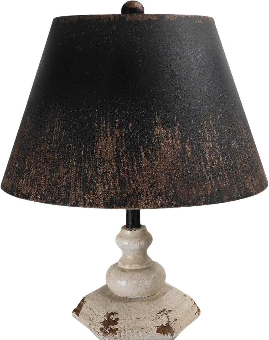 Vintage Table Lamp with Black Distressed Shade, 28' Tall Classic Pedestal Base, Rustic Farmhouse Bedside or Entryway Lighting Fixture