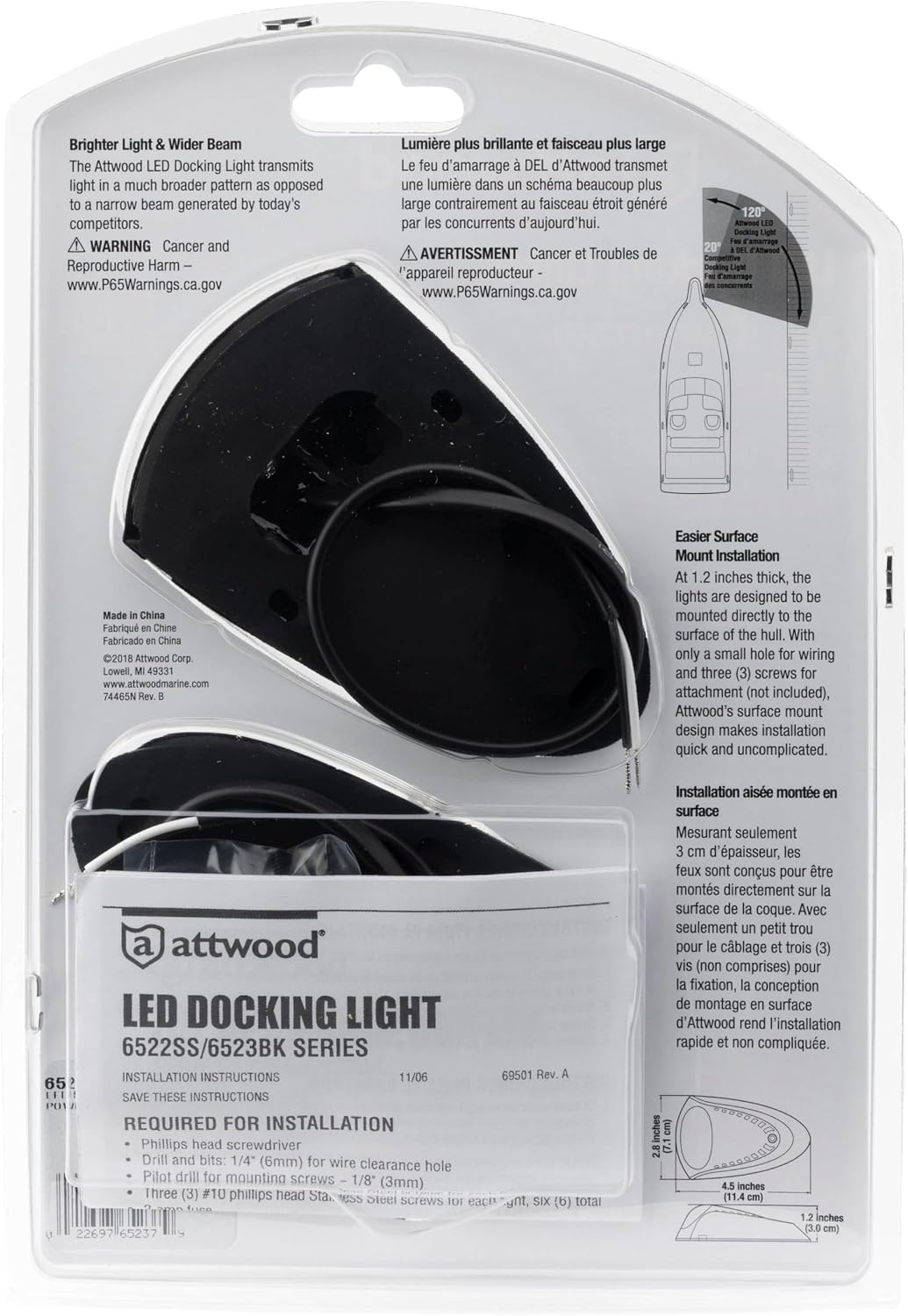 Attwood 6523BK7 LED Boat Docking Light, Black Finish, Set of 2