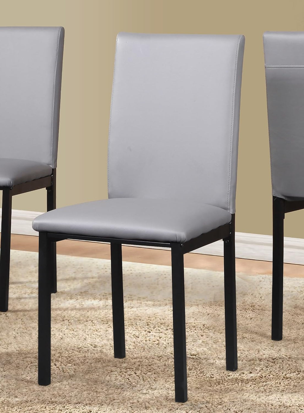 Roundhill Furniture 5 Piece Citico Metal Dinette Set with Laminated Faux Marble Top, White Table with Gray Chairs