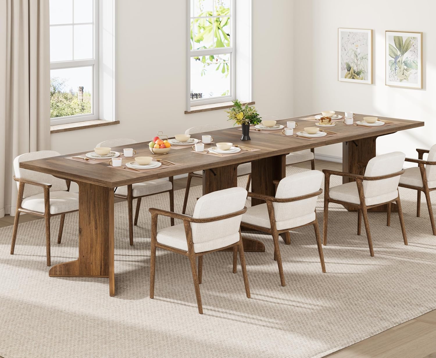 Garvee 71' Large Dining Table for 6 to 8 People, Modern Dinner Table with Unique Wooden Legs, Rectangle Dining Table for Kitchen, Dining Room & Living Room, Walnut