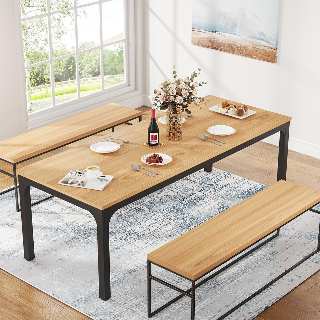Tribesigns Dining Table for 8, 78-Inch Large Narrow Long Rectangular Kitchen Dinner Table, 8 Seat Rustic Wood Dining Table for Dining Room
