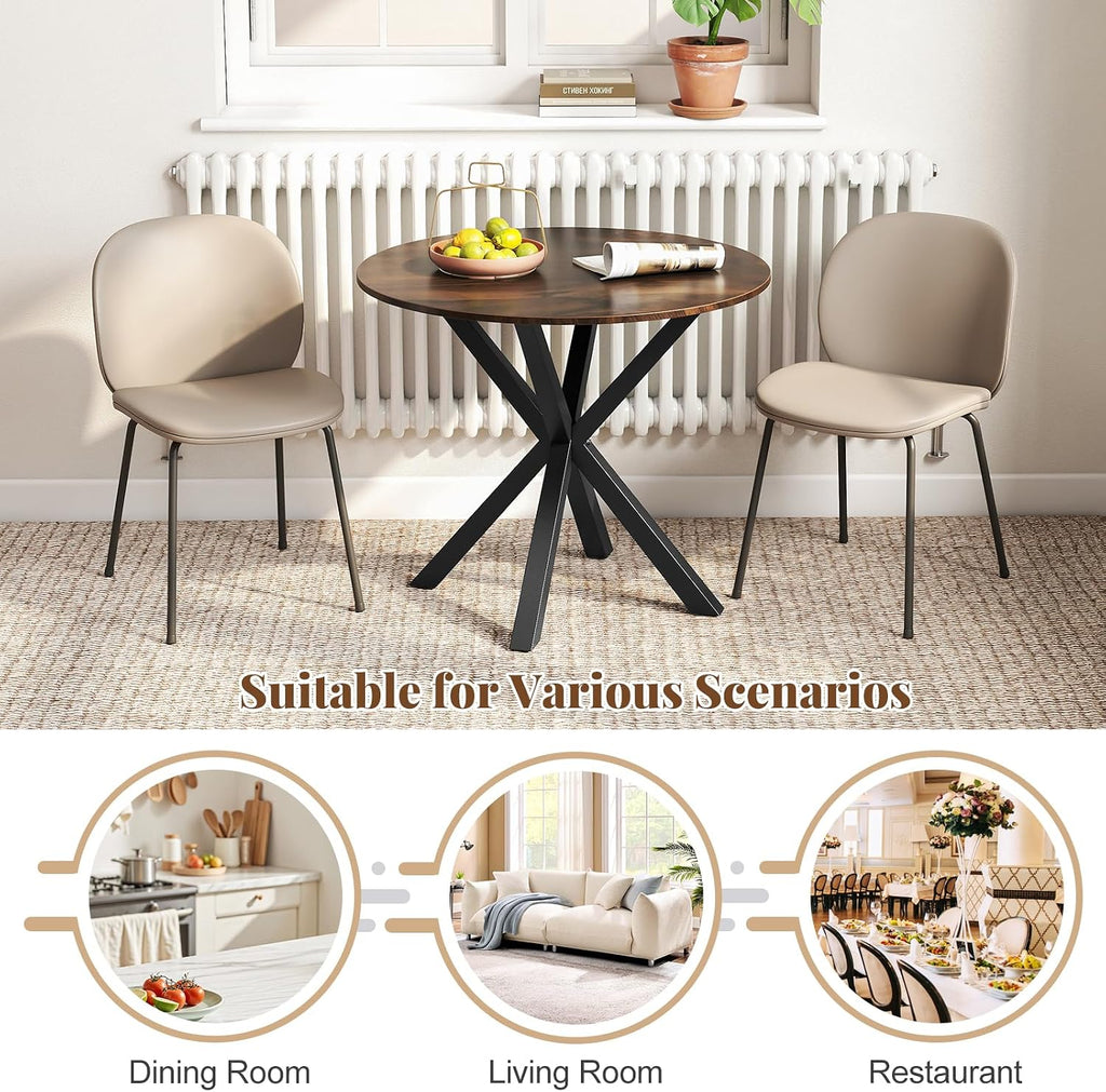 Giantex 36' Round Dining Table for 4, Farmhouse Kitchen Table with Rubber Wood Legs, Adjustable Foot Pads, Dining Room Tables for Dinette, Small Space, Dinner, Living Room, Restaurant, Espresso