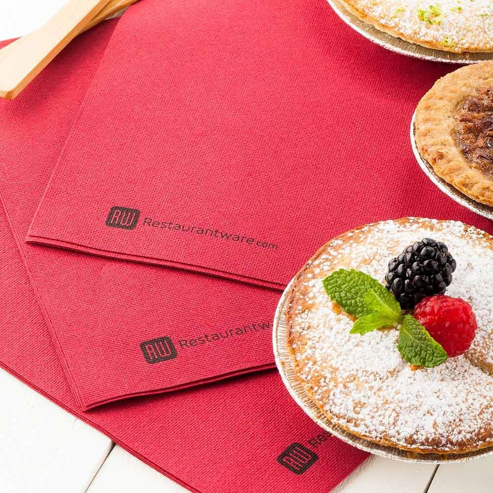 Restaurantware Luxenap 15.75 Inch Disposable Napkins 600 Soft Linen Like Napkins - Absorbent Air Laid Bordeaux Paper Cloth Like Napkins Pre-folded For Dinner Party Guests
