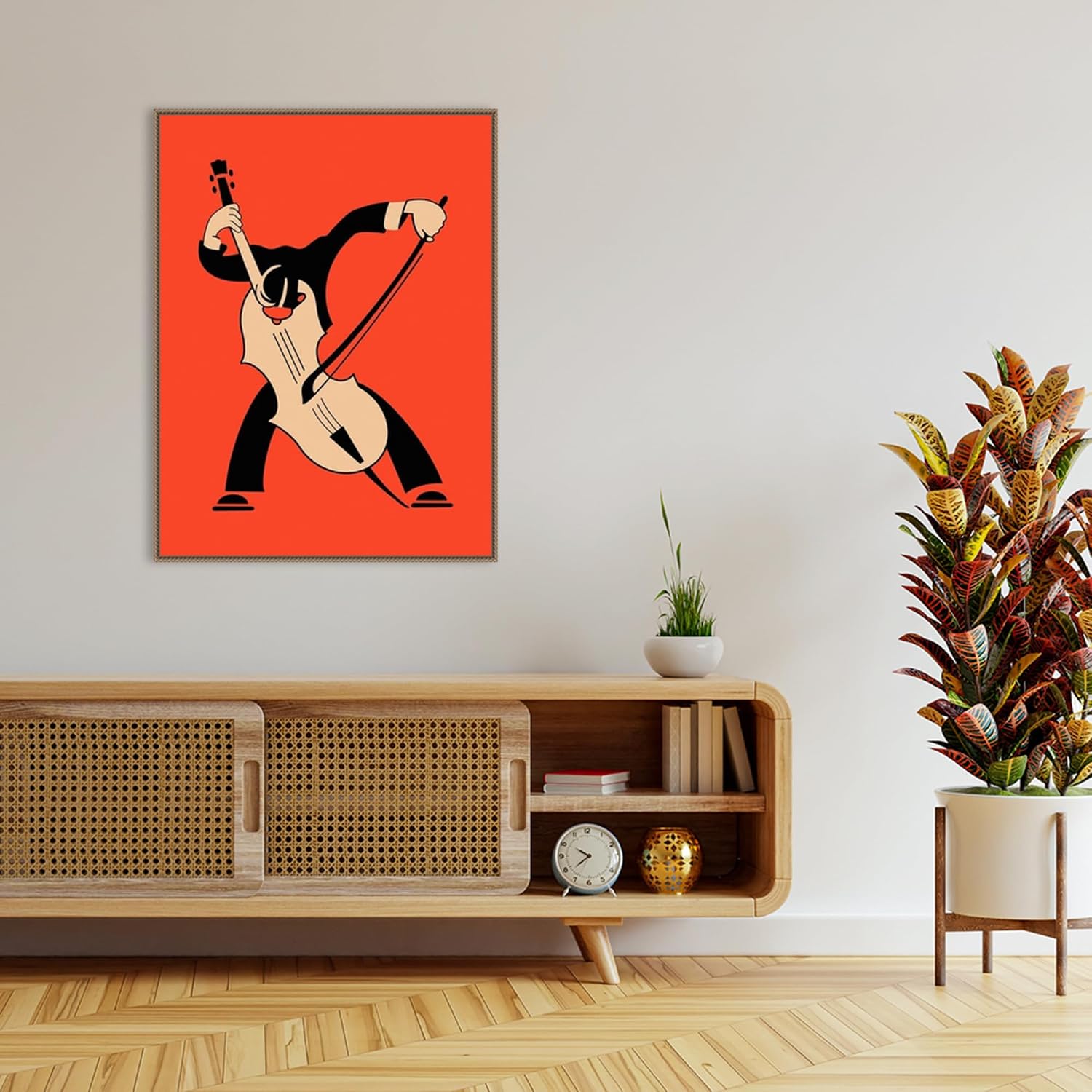 Amanti Art Framed Canvas Wall Art 42x32 The Cello by Mark Rogan, Framed Wall Art Canvas, Music Artwork, Traditional Decor, Oversize Poster Painting for Living Room, Bedroom, Bathroom, Kitchen, Office