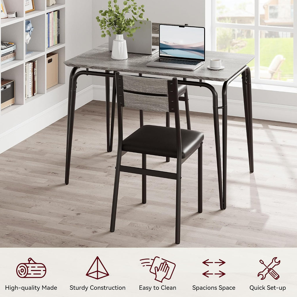 GarveeHome Dining Table for 2, Small Table and Chairs Set of 2, Square Dinette Set for 2, 3 Piece Kitchen & Dining Room Sets for Small Space (Oak, Table with 4 Upholstered Chairs)