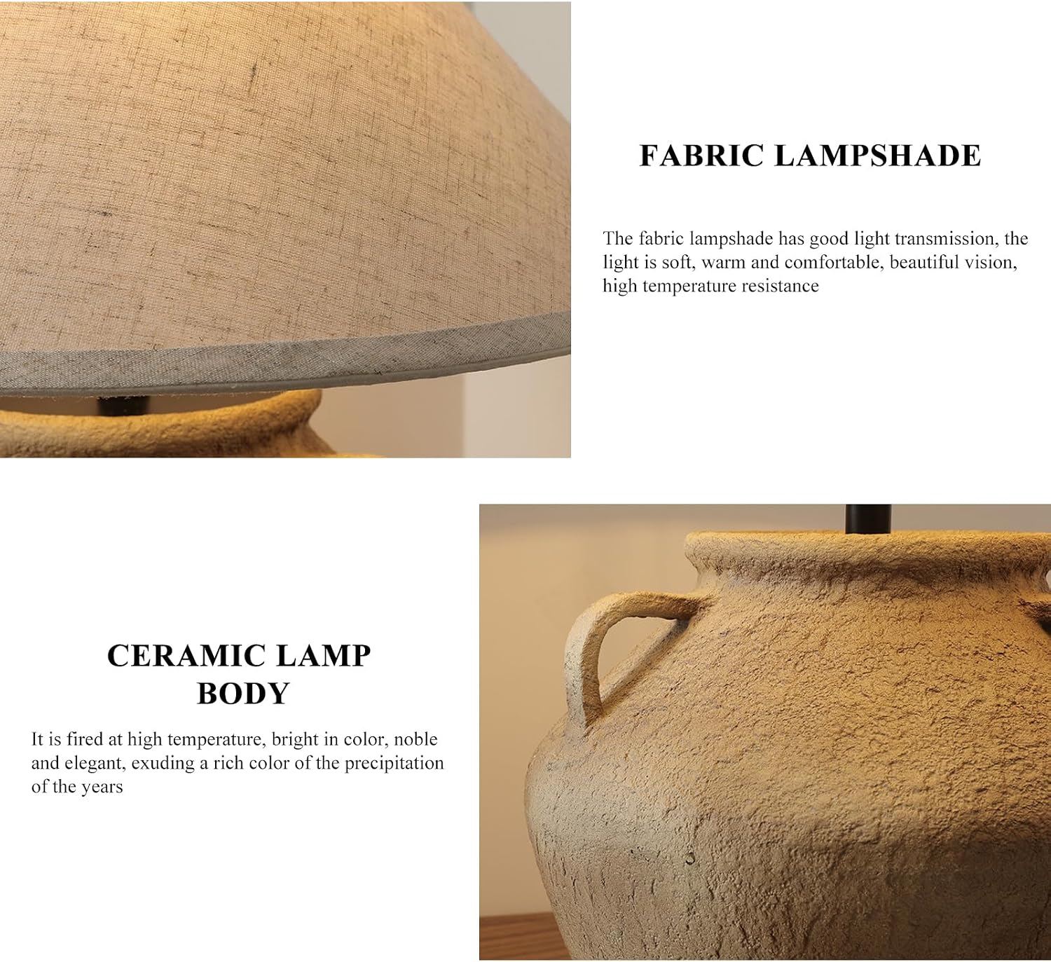 Farmhouse Rustic Table Lamps Rustic Southwestern Table Lamp with Fabric Lampshade Decor Bedside Ceramic Table Lamp for Living Room Bedroom House Nightstand