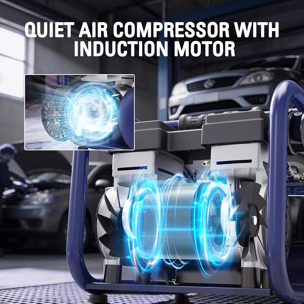 STEALTH Air Compressor 3 Gallon, Quiet Air Compressor, Oil-Free Air Tool, for Tire Inflator, Auto Repair, Woodwork Nailing (SAQ-1301)