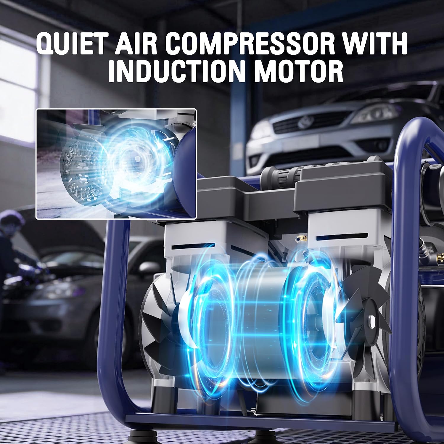 STEALTH Air Compressor 3 Gallon, Quiet Air Compressor, Oil-Free Air Tool, for Tire Inflator, Auto Repair, Woodwork Nailing (SAQ-1301)