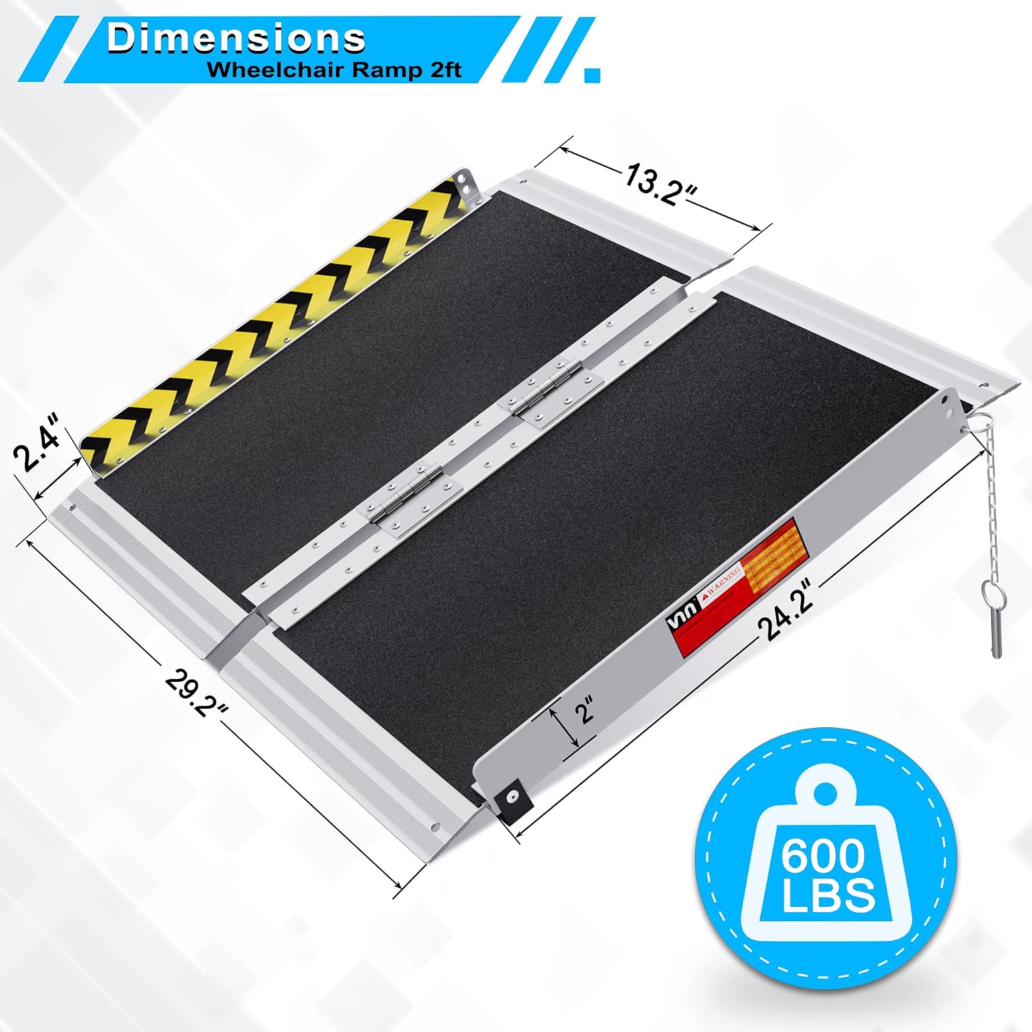 VNN 2FT & 7FT Portable Wheelchair Ramp, Non-Slip Aluminum Folding Handicap Ramp, Door Threshold Wheelchair Ramps for Home, Wheel Chair Ramp for Home Steps, Scooter Ramp for Car, Doorways, Curbs, Stair