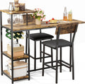 Garvee Dining Table Set for 2, 3-Piece Expandable Bar Table and Chairs Set, with Storage Shelves and Wine Rack, Small Kitchen Dining Set for Living Room, Apartment