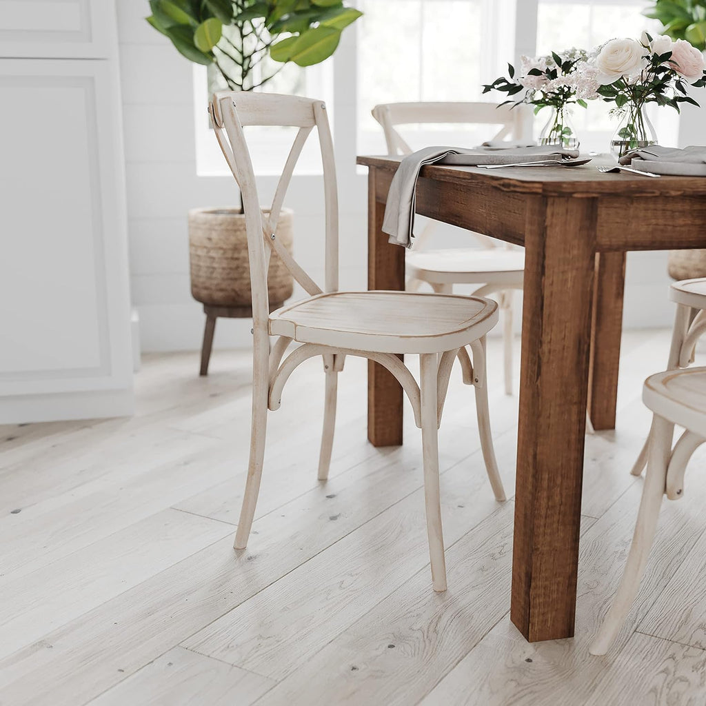 Merrick Lane Jessamine 60' x 38' Rectangular Rustic Solid Pine Farm Dining Table, Antique Farmhouse Wooden Dining Table for Kitchens and Parties, Antique Rustic
