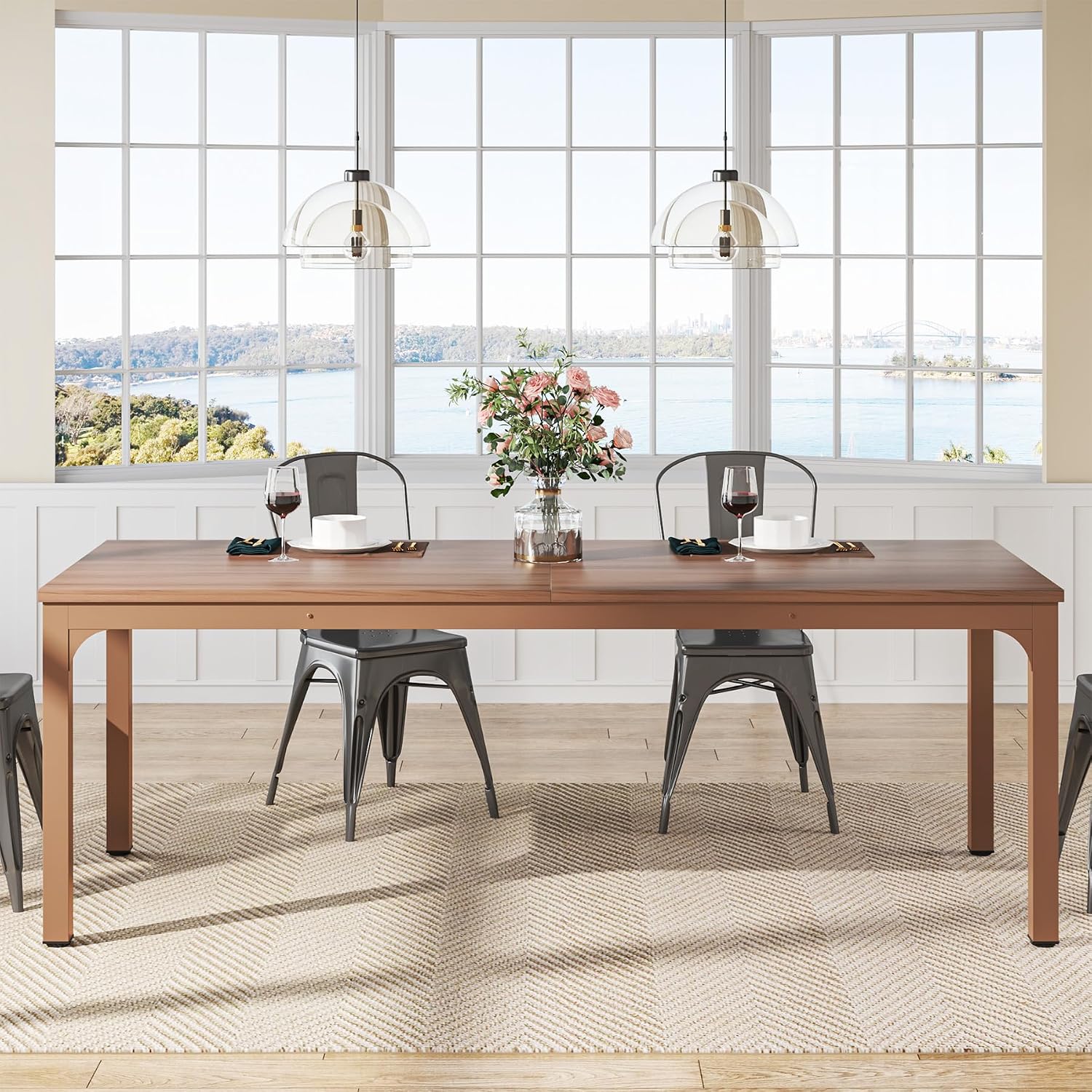 Tribesigns Dining Table for 6-8 Person, 78 inch Long Rectangular Kitchen Dining Table for Living Room and Dining Room, 78.7 x 27.5 x 29.5 Inches(Only Table) (Brown)