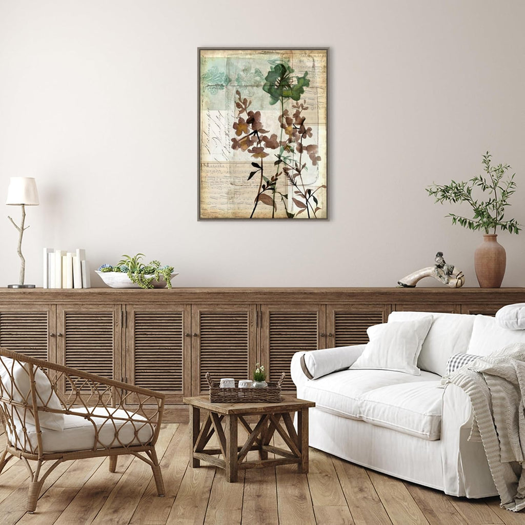 Amanti Art Framed Canvas Wall Art 42x32 Music Box Floral II by Jennifer Goldberger, Framed Wall Art Canvas, Flowers Artwork, Country Rustic Decor, Oversize Poster Painting for Living Room, Bedroom,