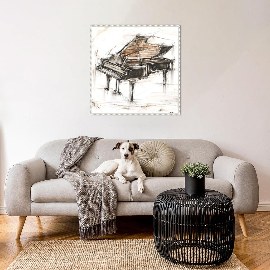 Amanti Art Framed Canvas Wall Art 30x30 Grand Piano Study by Ethan Harper, Framed Wall Art Canvas, Music Artwork, Traditional Decor, Large Poster Painting for Living Room, Bedroom, Bathroom, Kitchen,