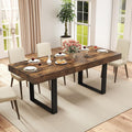 Zevemomo 63'-78.7' Rectangular Extendable Dining Table, 6-8 Extendable Dining Table, Conference Table, Kitchen Table with Slide Track, Tapered U-Shaped Wood Legs for Office, Living Room-Rustic Brown
