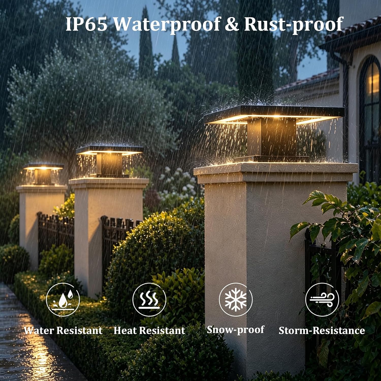 Outdoor Post Lights Modern 3000K LED Column Caps Lights Waterproof Outside Housing Pillar Lights Hard Wired Landscape Pathway Lamp Fence Deck Caps Lanterns For Gate Mailbox Pier Pedestal Lighting