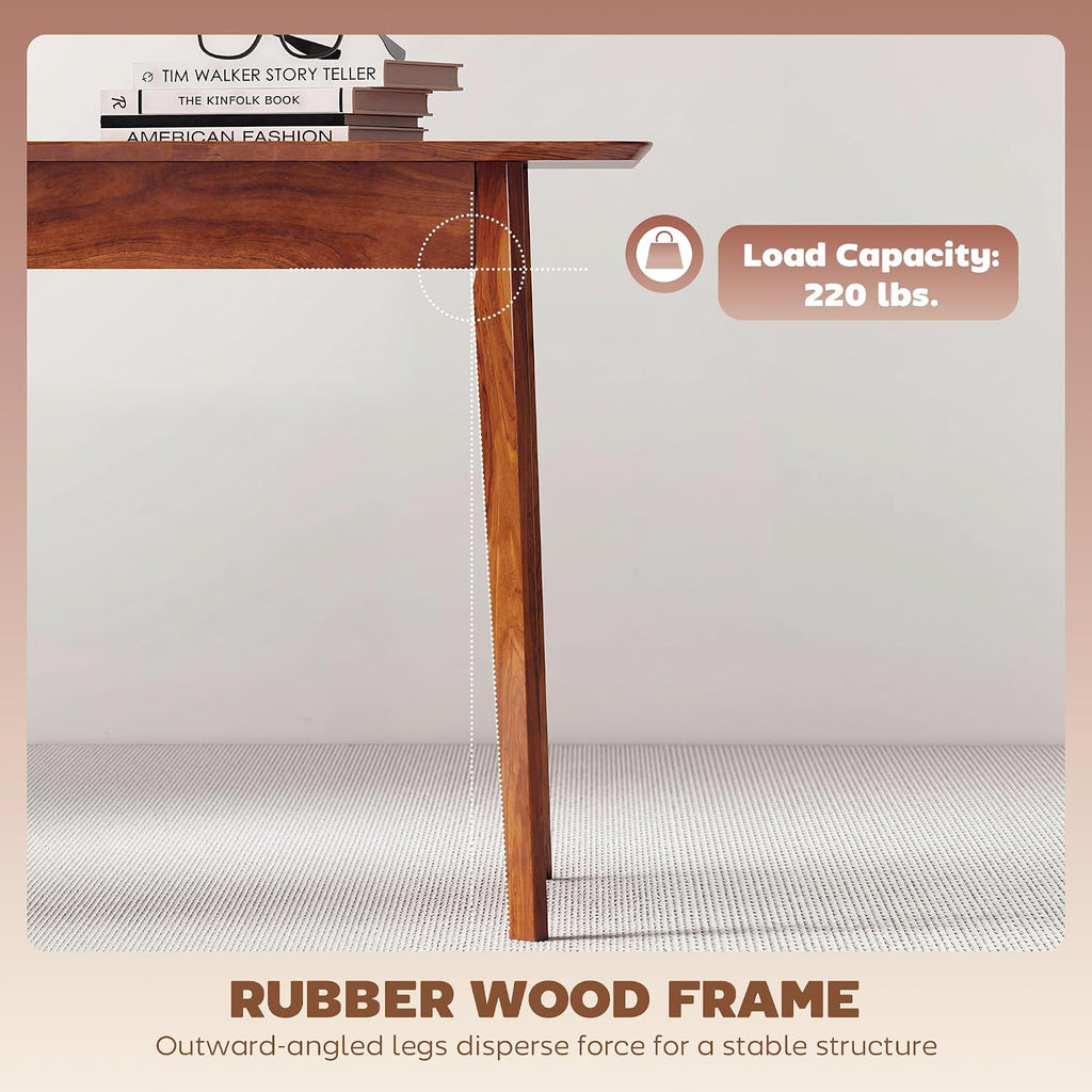 HOMCOM 47' Mid-Century Modern Dining Table for 4, Rectangular Kitchen Table with Wood Grain Finish, Tapered Legs, Wood Frame for Small Spaces, Dining Room, Apartment, Easy to Assemble, Walnut