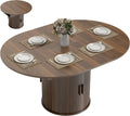 HOMCOM 43.3' to 59' Extendable Round Dining Table for 4-6, Farmhouse Transformer Dining Room Table with Removable Leaves, Circle Kitchen Table with Sliding Doors, Kitchen, Living Room, Walnut