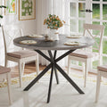 ChooChoo 47.2 Inch Round Dining Table for 4, Farmhouse Wood Kitchen Table, Circle Dinner Table for Kitchen & Dining Room, Grey