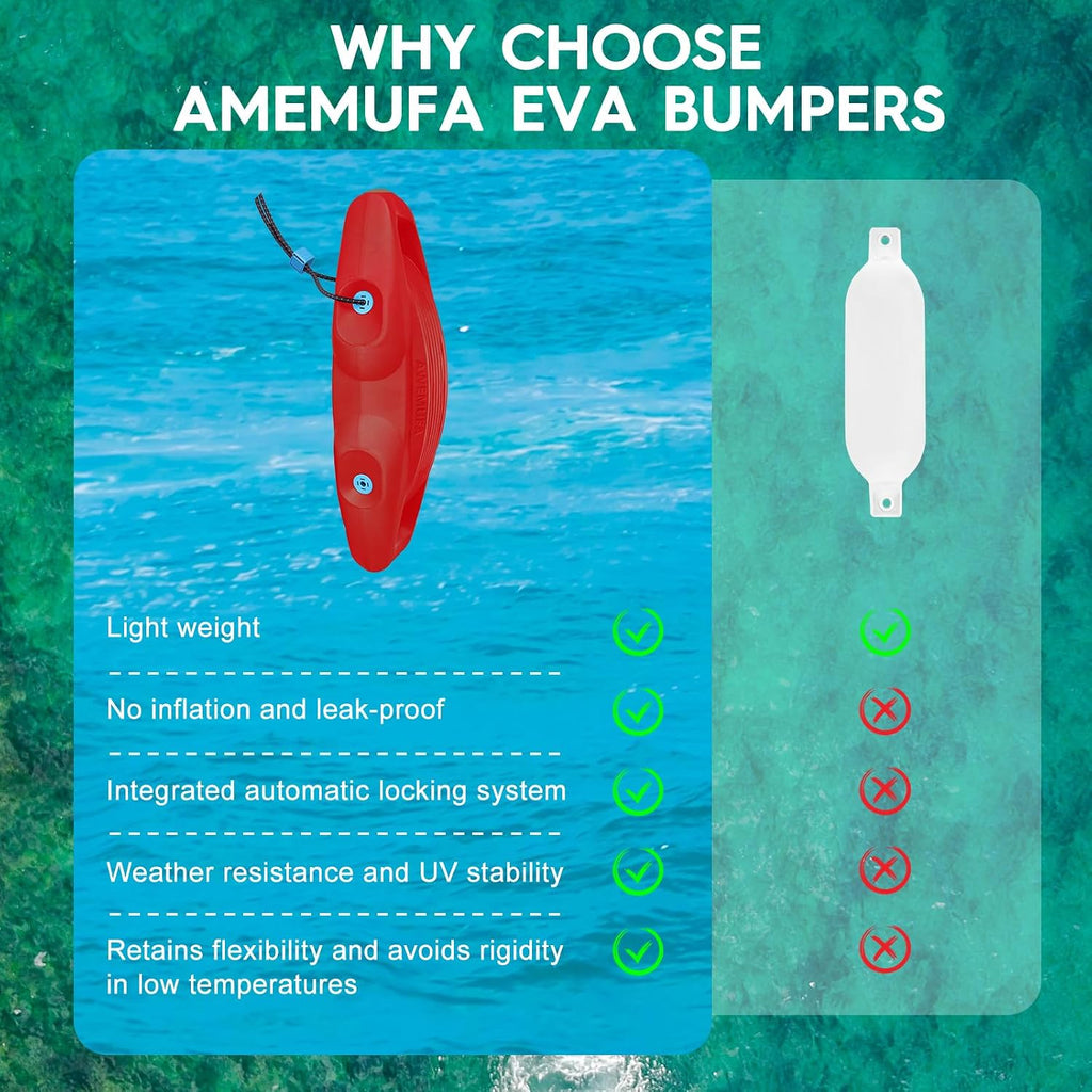 AWEMUFA Boat Fenders Easy to Install Bumper for Docking Ideal Fender for Pontoon, Bass, Jet Ski and Fishing Boats