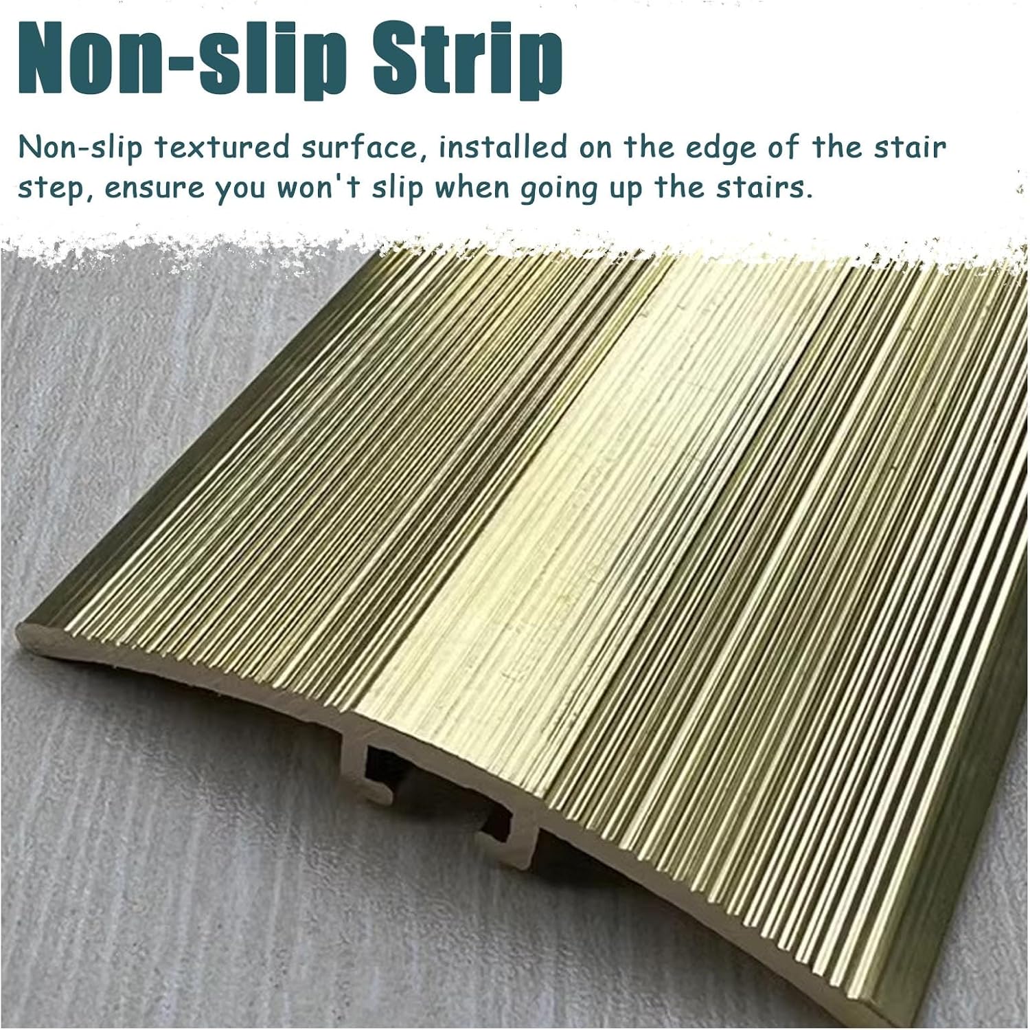 Non-Slip Brass Threshold Strip for Doorways - 2' Wide Carpet to Tile Transition(150cm)