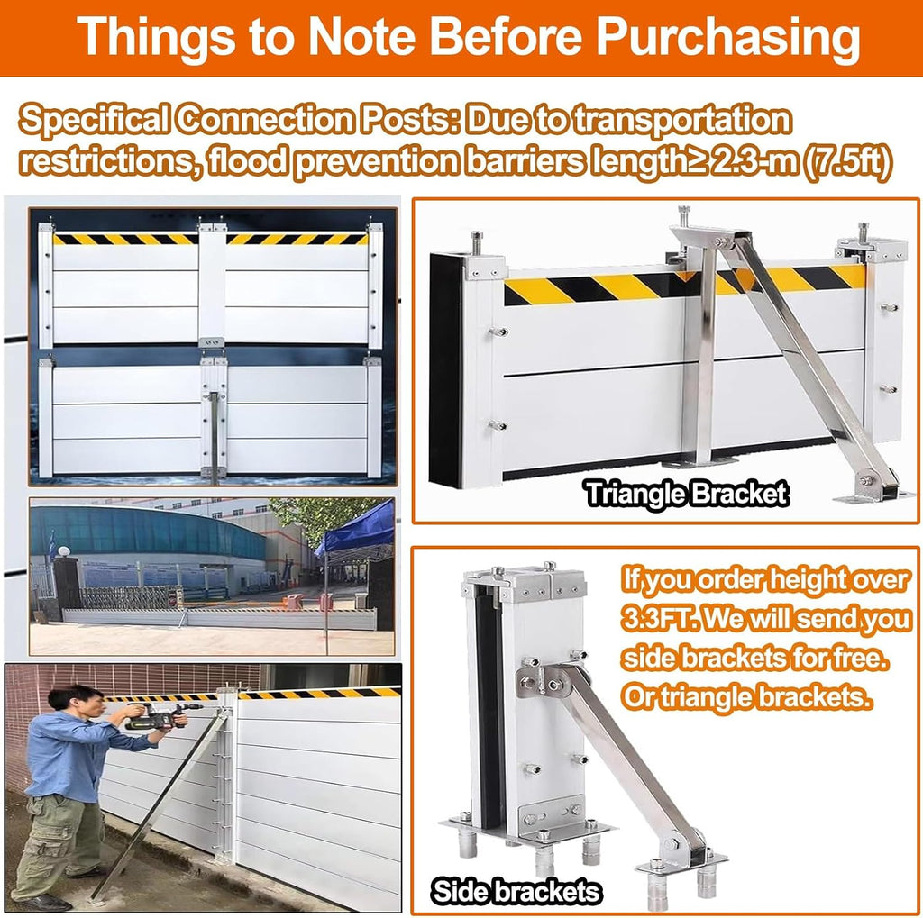 Water Flood Barrier Street Road Outdoor, 3/4/5/6/7/8/9/10/11/12/13/14/15/16/17/18ft Long Aluminum Threshold Anti-Flood Wall, Flood Baffle for Garage/Basement/Front Door/Driveway(H 1.3ft(40cm),17.5ft(5